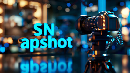 Logo, inscription "SN apshot" on a news photography portfolio, visually crisp