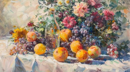 Obraz na płótnie Canvas Floral Fusion, Fruity Delights
