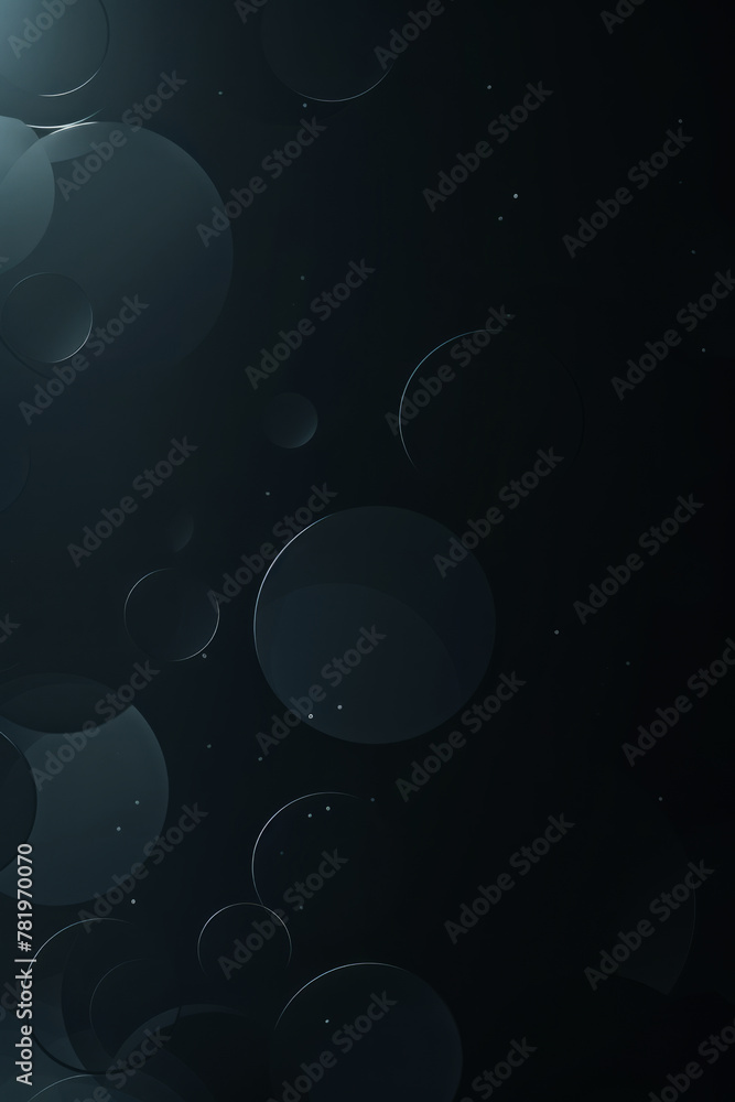 Poster soft-focused light circles creating a serene bokeh effect on dark backdrop. minimalistic background 