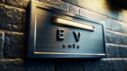 Logo, inscription "EV ents" on a community bulletin board interface