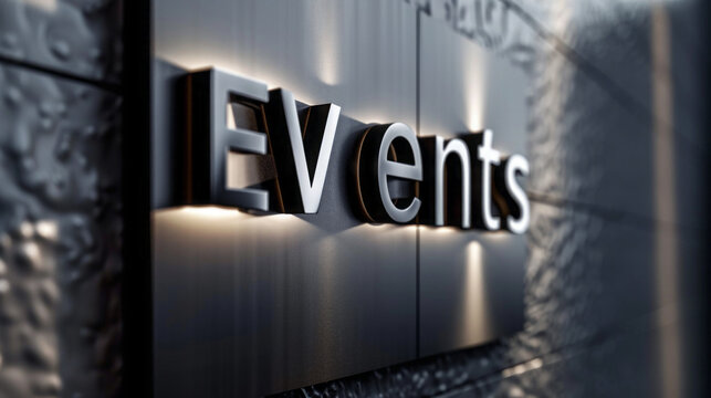 Logo, inscription "EV ents" on a community bulletin board interface