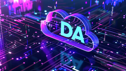 Logo, inscription "DA tabank" on a data storage cloud service, clean and modern