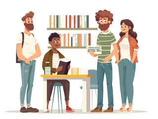 Obraz premium Animated Tax Assistance for the Community: Low-Income Residents Receive Free Preparation Services from Dedicated Community Center