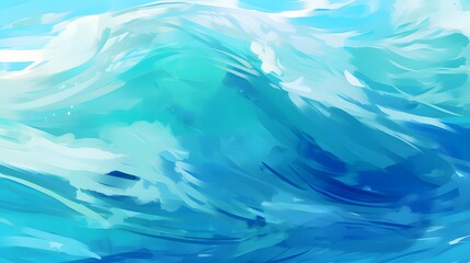 Fototapeta na wymiar a painting of a big wave hitting against the ocean waters