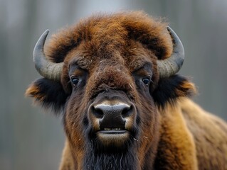 Portrait of large bison, wild life - obrazy, fototapety, plakaty