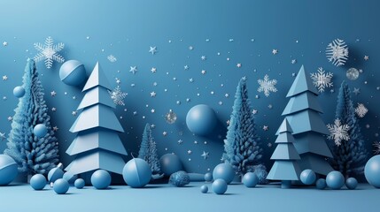 Geometric shapes on an abstract 3D Christmas background....