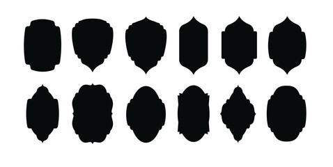 Set of vintage label and badges shape collections. Black template for patch. Vector
