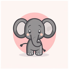 AI generated illustration of a cute baby elephant on a light background
