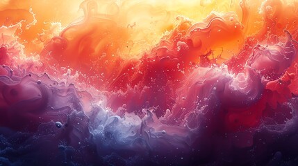 Colorful abstract painting with vibrant colors and a lot of movement. - obrazy, fototapety, plakaty