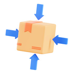 3D Rendered Package with Directional Arrows