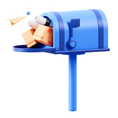 3D Rendered Mailbox Overflowing with Parcels and Mail