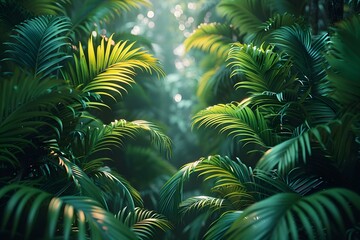 Lush Greenery in a Sun-Kissed Jungle Oasis. Concept Lush Greenery, Sun-Kissed, Jungle Oasis, Natural Beauty, Vibrant Foliage