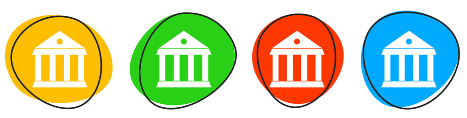 4 bunte Icons: Rathaus - Button Banner