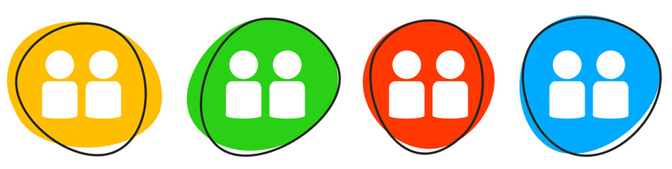 4 bunte Icons: 2 Personen - Button Banner