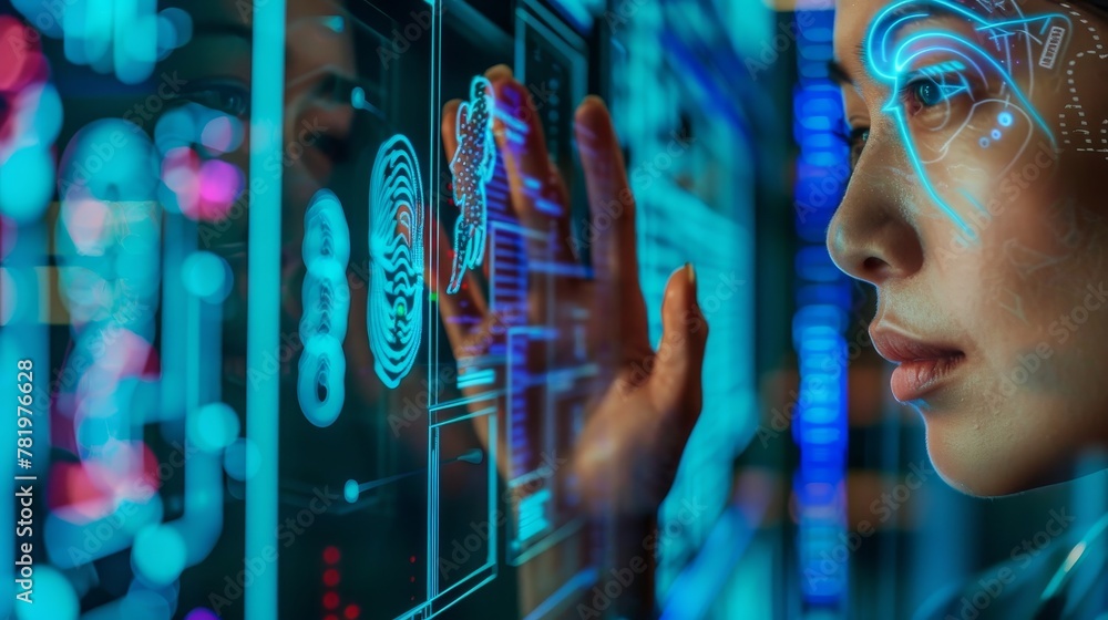 Poster integrating biometric authentication for secure health data ai generated illustration