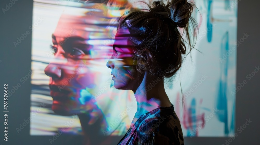 Poster integrating interactive elements into art through technology ai generated illustration
