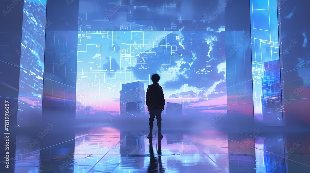 Poster integrating interactive elements into digital art ai generated illustration