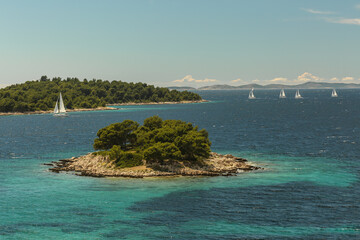 Rocky beach and crystal clear water in Dalmatia, croatia