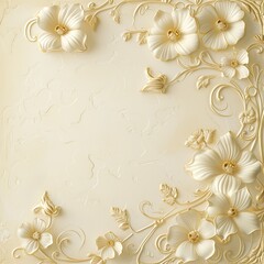 a sheet of white and gold floral paper art with vines and flowers
