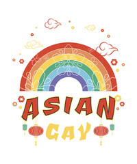 Yeah I'm Asian And Gay Colorful Rainbow Pride