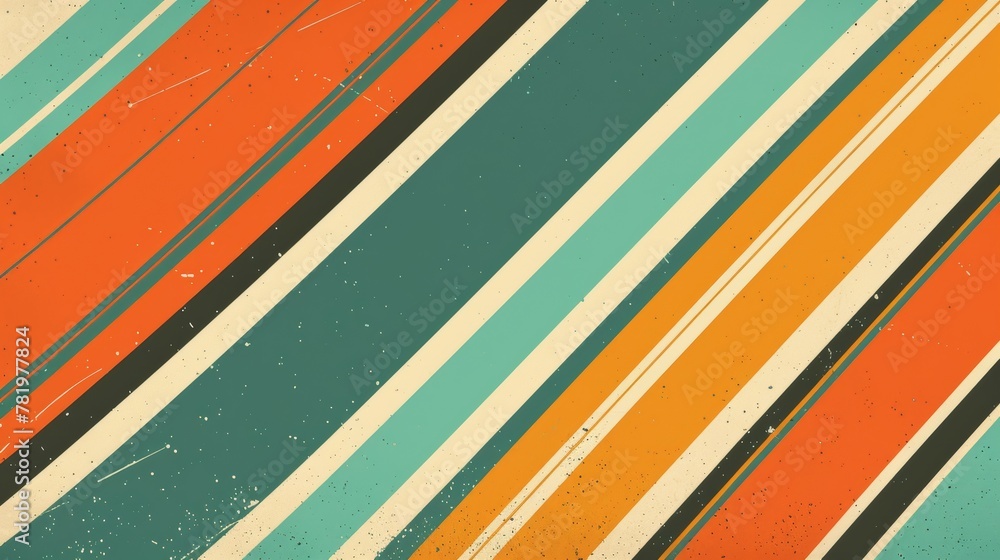 Fototapete produce a retro-inspired layout with two horizontal bars in orange and teal ready for text placement
