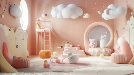 Quirky characters and whimsical elements in a dreamy setting   AI generated illustration