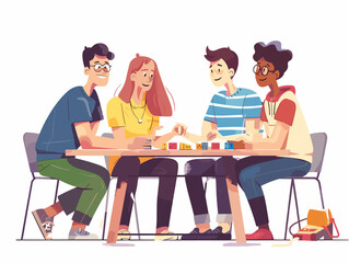 Fototapeta premium Board Game Night: Friends Gather for Fun and Competition in a Cozy Environment