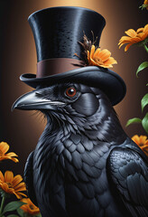 crow wear top hat