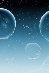 abstract science background, gas bubbles in clear liquid underwater