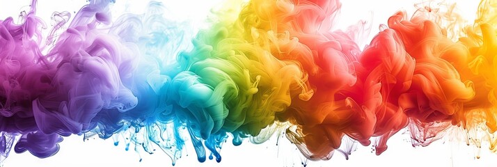 Fototapeta premium Color Ink in Water Isolated, Rainbow Paint Splash