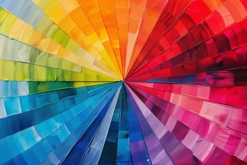 Color wheel explosion, perfectly segmented hues, crisp and graphic - obrazy, fototapety, plakaty