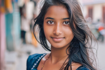 Portrait of a beautiful Indian woman in the city