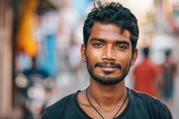 Fototapeta premium Portrait of a handsome Indian man in the city