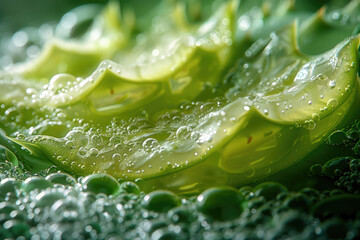 A close-up of a cross-section of an aloe vera leaf