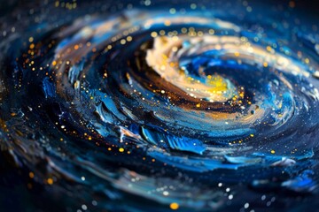 A galaxy reimagined as a Van Gogh painting, swirling brushstrokes of starligh