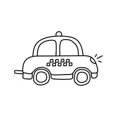 Taxi car in doodle style. Vector illustration,