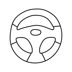 Car steering wheel in doodle style.
