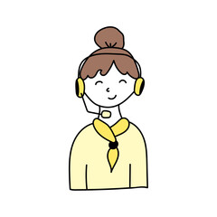 Dispatcher in doodle style. Vector illustration