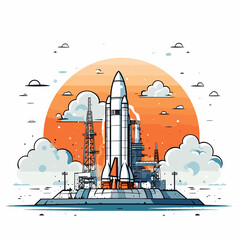 Kennedy Space Center. Kennedy Space Center hand-drawn comic illustration. Vector doodle style cartoon illustration - obrazy, fototapety, plakaty