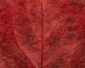 Macro shot of a red leaf with black spots