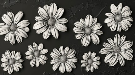 Personalized floral template set with daisies in vintage style.