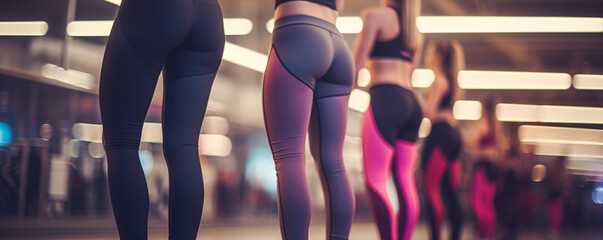 Sport women in legging pants, blurred gym background, fit girl training, generated by ai