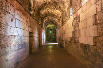 Fototapeta na wymiar The lower floor of the great roman emperor Diocletian`s Palace in Split, Croatia, listed by UNESCO