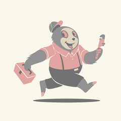 Sloth cartoon character mascot plumbing Vector Cartoon