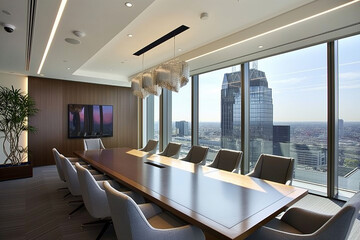 Step into an executive boardroom that epitomizes the pinnacle of corporate sophistication,...