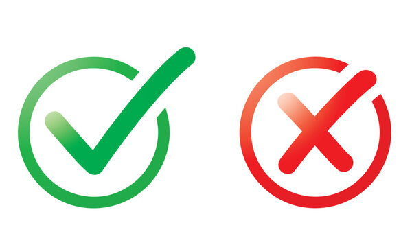 Symboles de questionnaire et de sondage : correct et incorrect, coch&eacute;s valid&eacute; et refus&eacute;, coche cases vrai et faux - VALIDE ROND DYNAMIQUE V2 - Illustrations vectorielles
