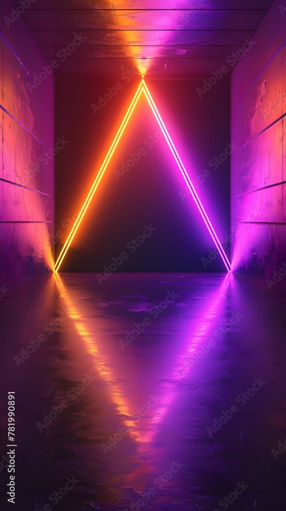 Wall mural neon arrows against a textured wall