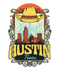 Austin Skyline Western Cowboy Silhouette
