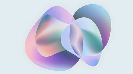 Abstract vector shapes in glowing holographic gradient purple, blue, pink and green background