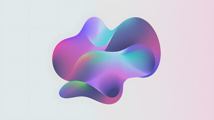 Abstract vector shapes in glowing holographic gradient purple, blue, pink and green background
